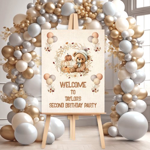 Teddy Bear Fall Boy Beary 2nd Birthday Welcome Foam Board