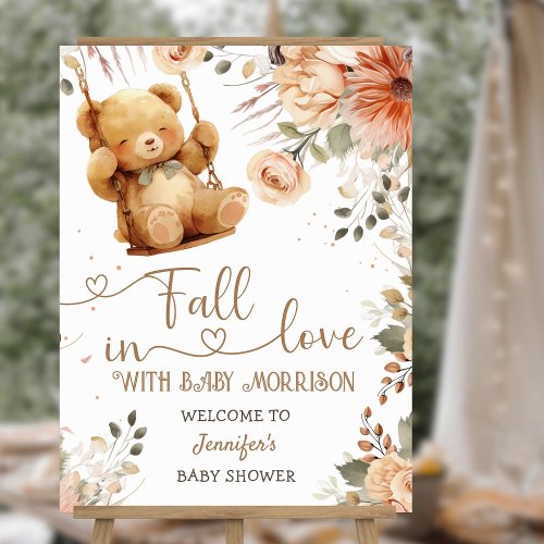 Teddy Bear Fall in Love Autumn Baby Shower Welcome Foam Board