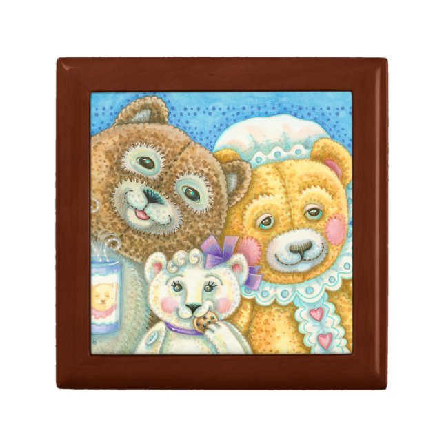 Teddy Bear Family Bruin TILE GIFT JEWELRY BOX (Front)