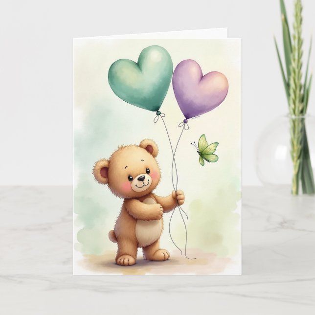 Teddy Bear Fathers Day Heart Card (Front)