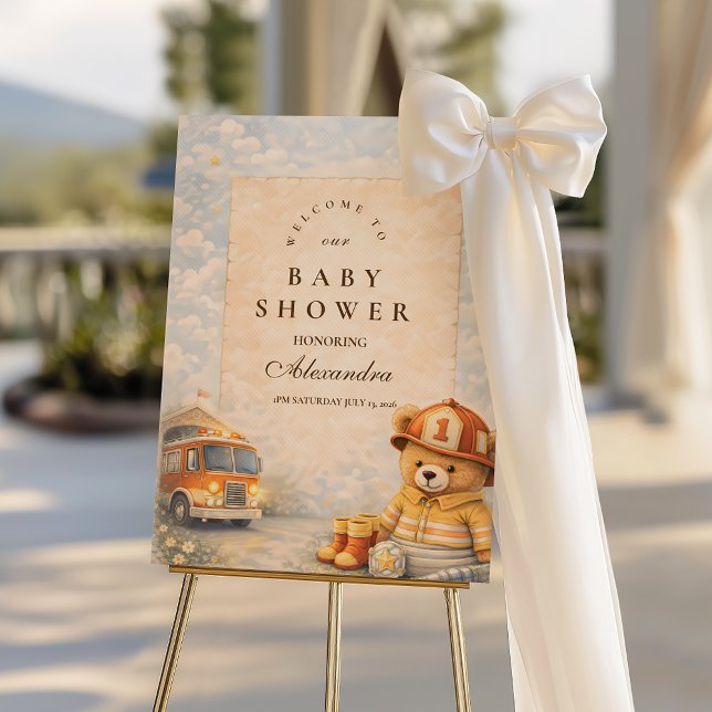 Teddy Bear Firefighter Baby Shower Foam Board (Creator Uploaded)