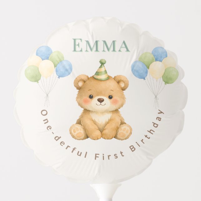Teddy Bear First Birthday Balloon (Front)