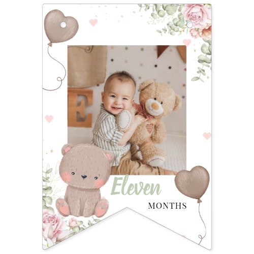 Teddy Bear First Birthday Bunting Photo Banner