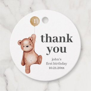 Teddy Bear First Birthday Favor Tags
