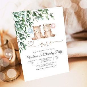 Teddy Bear First Birthday Invitation