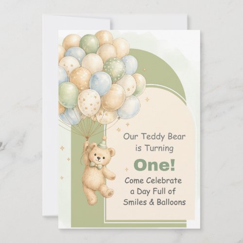 Teddy Bear First Birthday Invitation