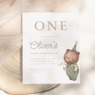 Teddy Bear First Birthday Party Budget Invitation