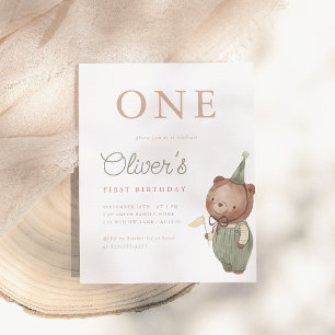 Teddy Bear First Birthday Party Budget Invitation