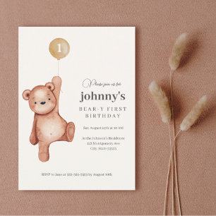 Teddy Bear First Birthday Party Invitation