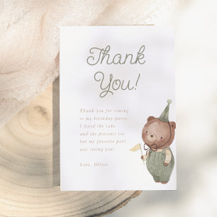 Teddy Bear First Birthday Party Thank You Card