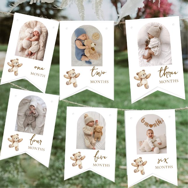 Teddy Bear First Birthday Photo Party  Bunting Flags (Creator Uploaded)