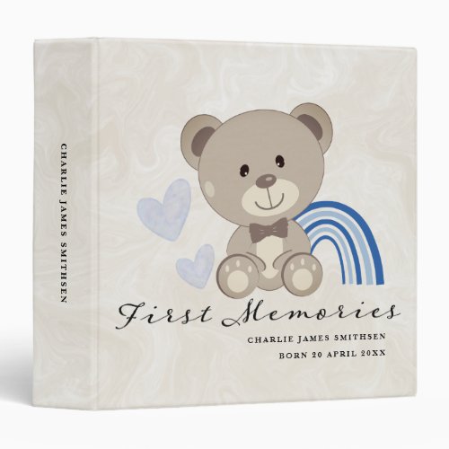 Teddy Bear First Memories Baby Book Blue 3 Ring Binder