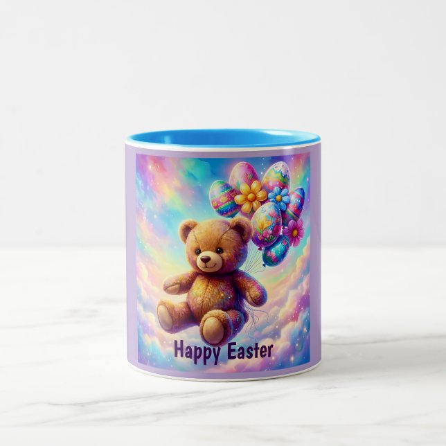 TEDDY BEAR FLOATING ~   Two-Tone COFFEE MUG (Center)