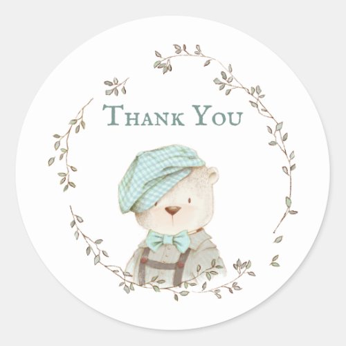 Teddy Bear Floral Baby Shower Thank You Stickers