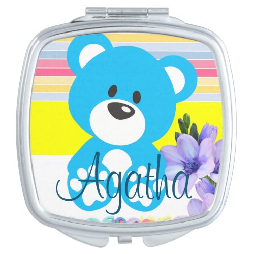 Teddy Bear Floral Compact Mirror