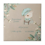Teddy Bear Floral Name Personalize Birth Stats Ceramic Tile<br><div class="desc">Sweet teddy bear keepsake with name and birth stats ceramic tile.</div>