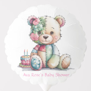 Teddy Bear Floral Patchwork Girl Baby Shower Balloon