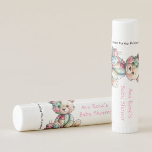 Teddy Bear Floral Patchwork Girl Baby Shower Lip Balm