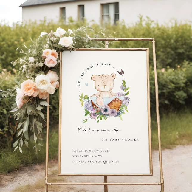 Teddy Bear Flower Basket Blue Baby Shower Welcome Foam Board (Creator Uploaded)