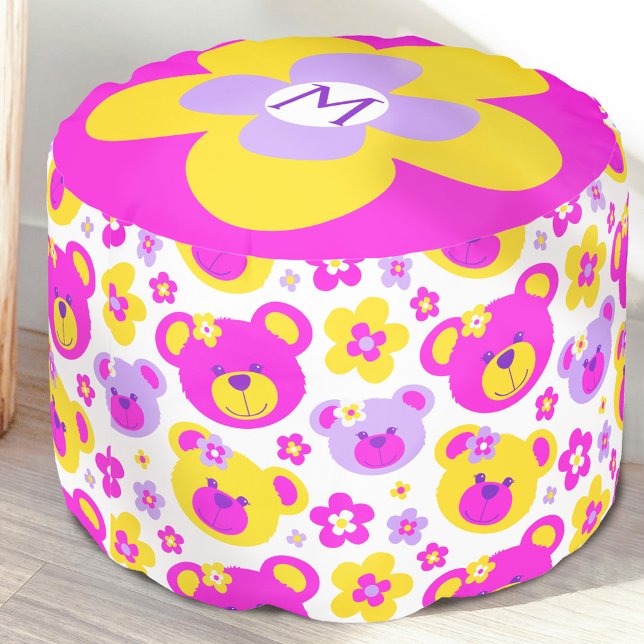 Teddy bear flower pink yellow purple white pouf (Creator Uploaded)