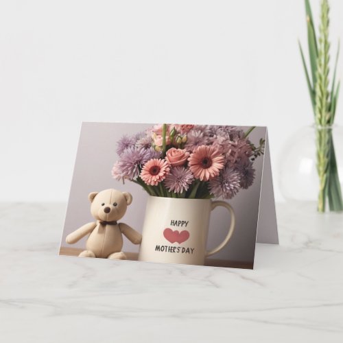 Teddy Bear Flowers  Coffee Mug Mothers Day Card