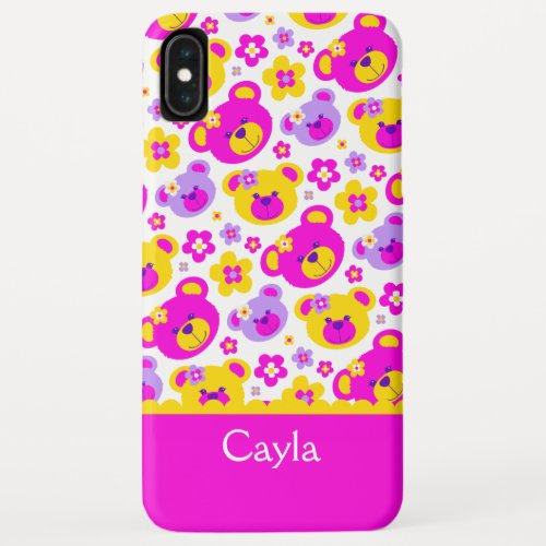 Teddy bear flowers named pink yellow iPhone XS max case