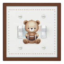 Teddy Bear Football Watercolor Nursery Bedroom Light Switch Cover