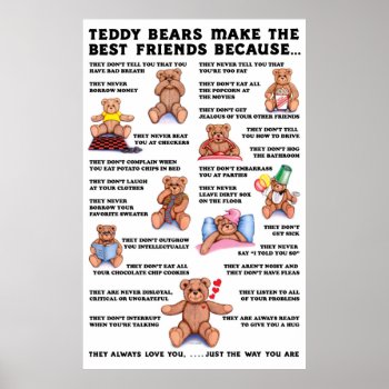 Teddy Bear Friends Poster by gailgastfield at Zazzle