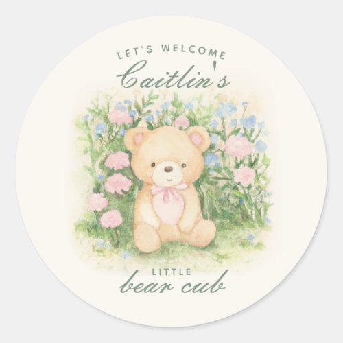 Teddy Bear Garden Baby Shower Classic Round Sticker
