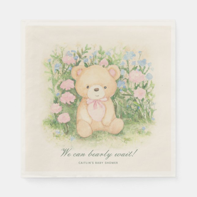 Teddy Bear Garden Classic Baby Shower Napkins (Front)