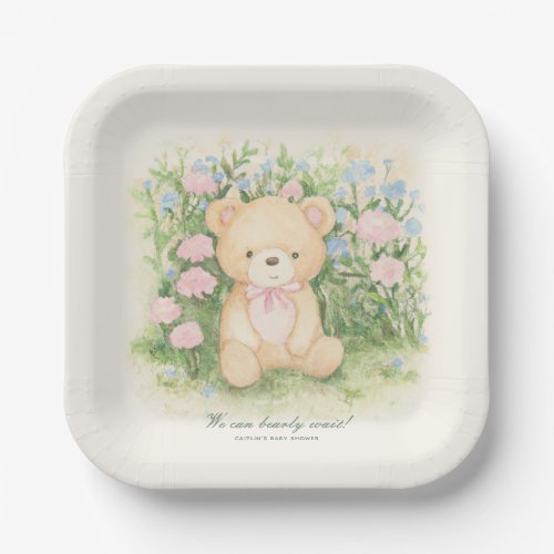 Teddy Bear Garden Classic Baby Shower Paper Plates