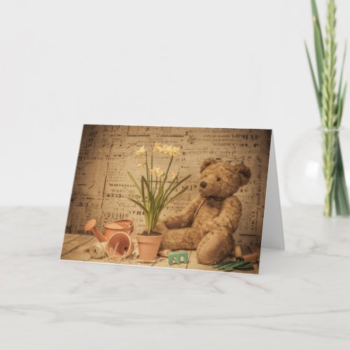 Teddy Bear Gardening Birthday Or Other Greeting Card