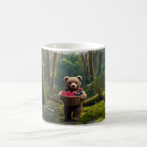 Teddy Bear Gathering Berries Art for Kids Coffee Mug