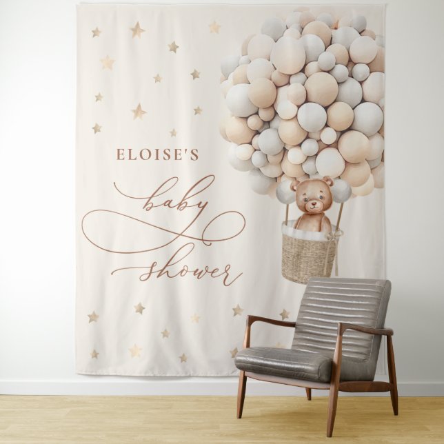 Teddy Bear Gender Neutral Baby Shower Backdrop (In Situ)