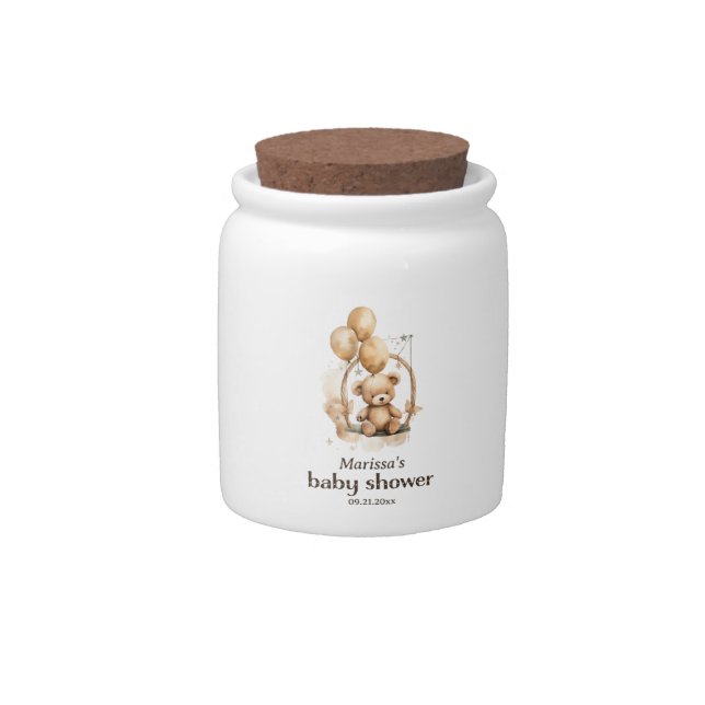 Teddy Bear Gender Neutral Baby Shower  Candy Jar (Front)
