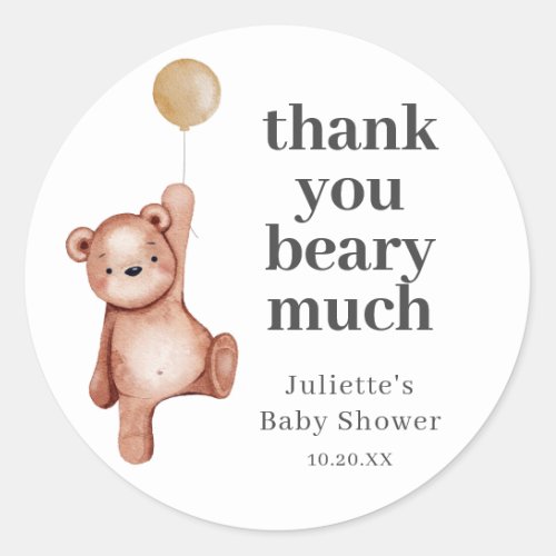 Teddy Bear Gender Neutral Baby Shower Classic Round Sticker