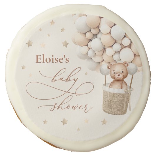 Teddy Bear Gender Neutral Baby Shower Favors Sugar Cookie (Front)