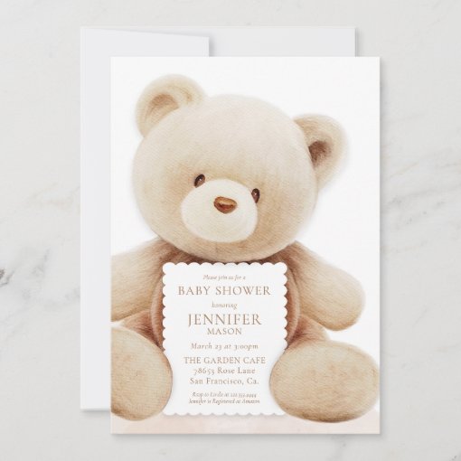 Teddy Bear Gender Neutral Baby Shower Invitation | Zazzle