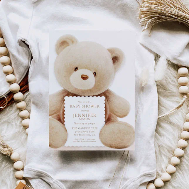 Teddy Bear Gender Neutral Baby Shower Invitation | Zazzle