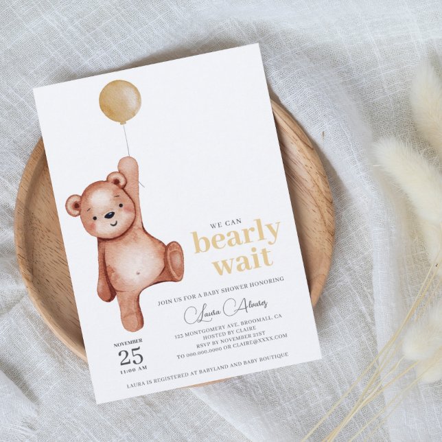 Teddy Bear Gender Neutral Baby Shower Invitation (Creator Uploaded)