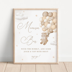 Teddy Bear Gender Neutral Baby Shower Mimosa Bar Poster