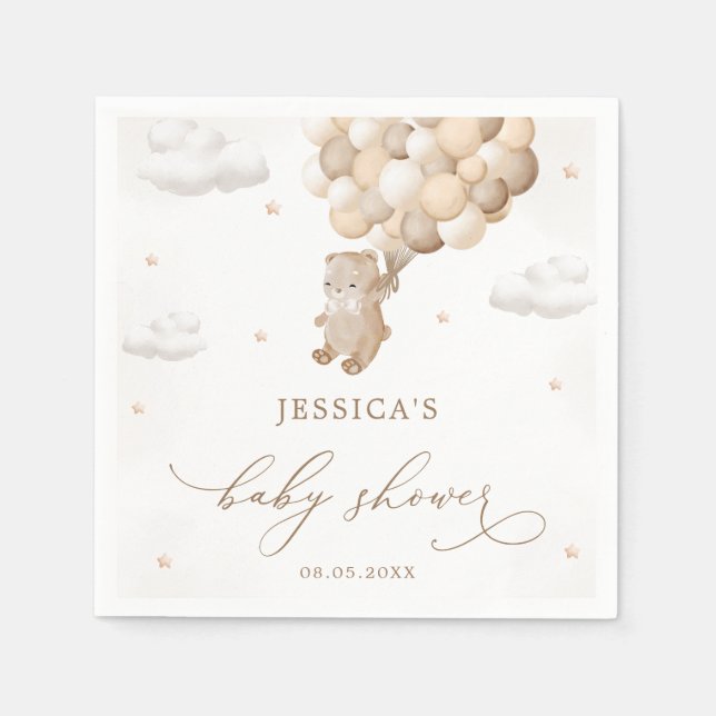 Teddy Bear Gender Neutral Baby Shower Napkins (Front)
