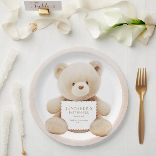 Teddy Bear Gender Neutral Baby Shower Paper Paper Plates