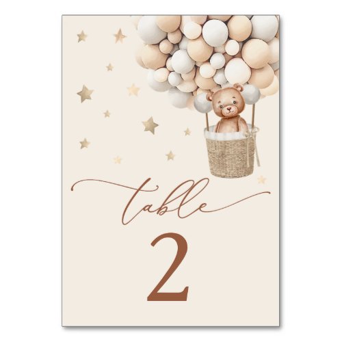 Teddy Bear Gender Neutral Baby Shower  Table Number