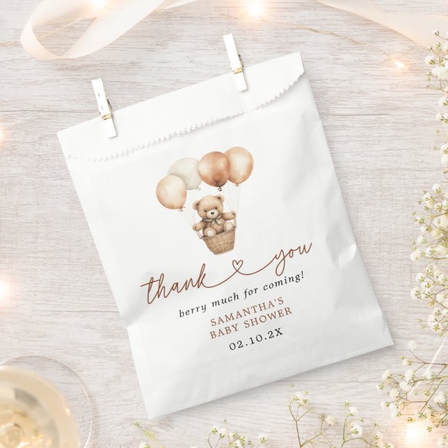 Teddy Bear Gender Neutral Baby Shower Thank You Favor Bag (Clipped)