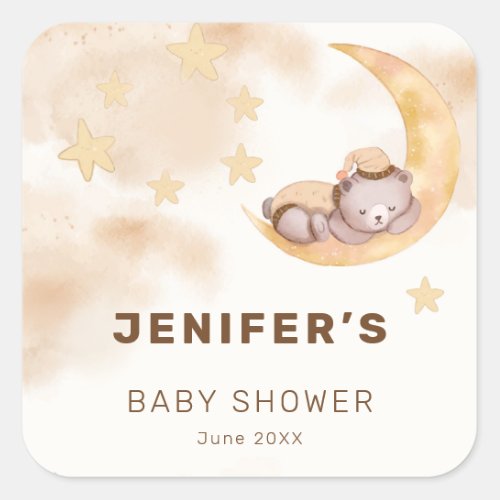 Teddy Bear Gender Neutral Bearly Wait Baby Shower Square Sticker