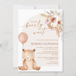 Teddy Bear Gender Neutral Boho Baby Shower Invitation
