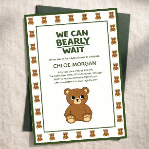 Teddy Bear Gender Neutral Minimalist Baby Shower Invitation