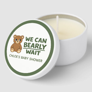 Teddy Bear Gender Neutral Minimalist Baby Shower Mini Candle Favors
