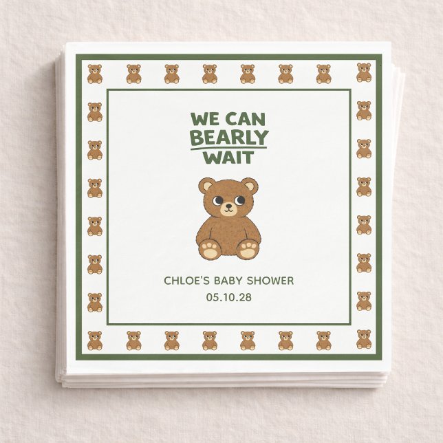 Teddy Bear Gender Neutral Minimalist Baby Shower Napkins (Creator Uploaded)